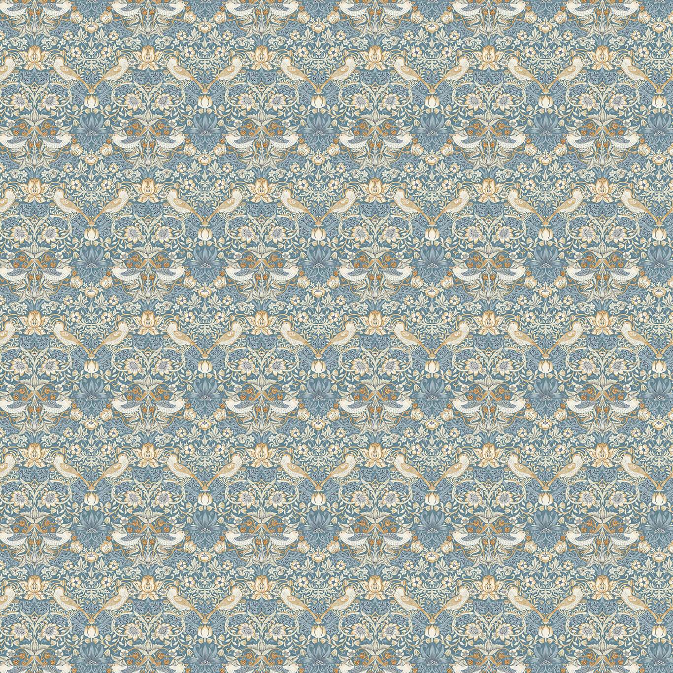William Morris Strawberry Thief Denim/Spice Fabric