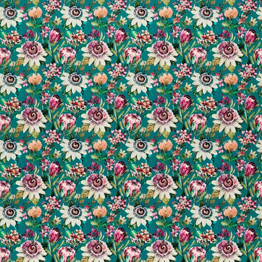 Studio G Amazonia Paradise Teal Velvet Curtains