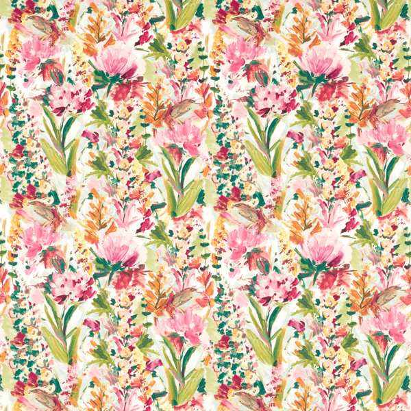 Clarke & Clarke Floral Flourish Hydrangea Mineral/Ochre Roman Blind