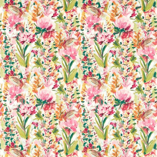 Clarke & Clarke Floral Flourish Hydrangea Mineral/Ochre Curtains