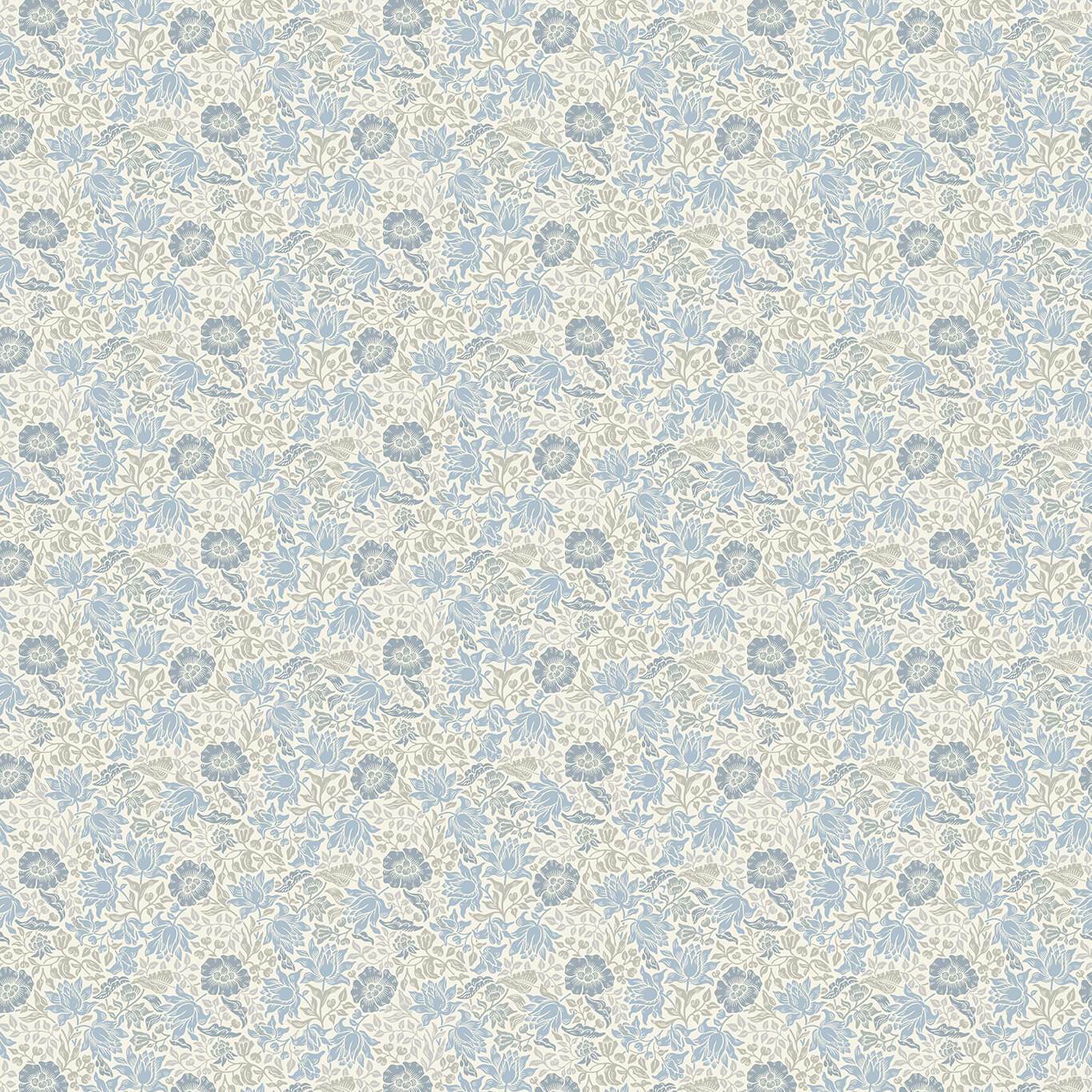 William Morris Mallow Denim/Ivory Fabric